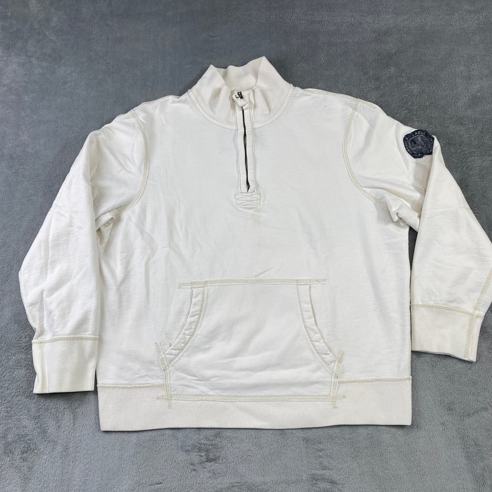 VTG American Eagle Outfitters Quarter Zip Sweatshirt Mens XXL Off White Y2K